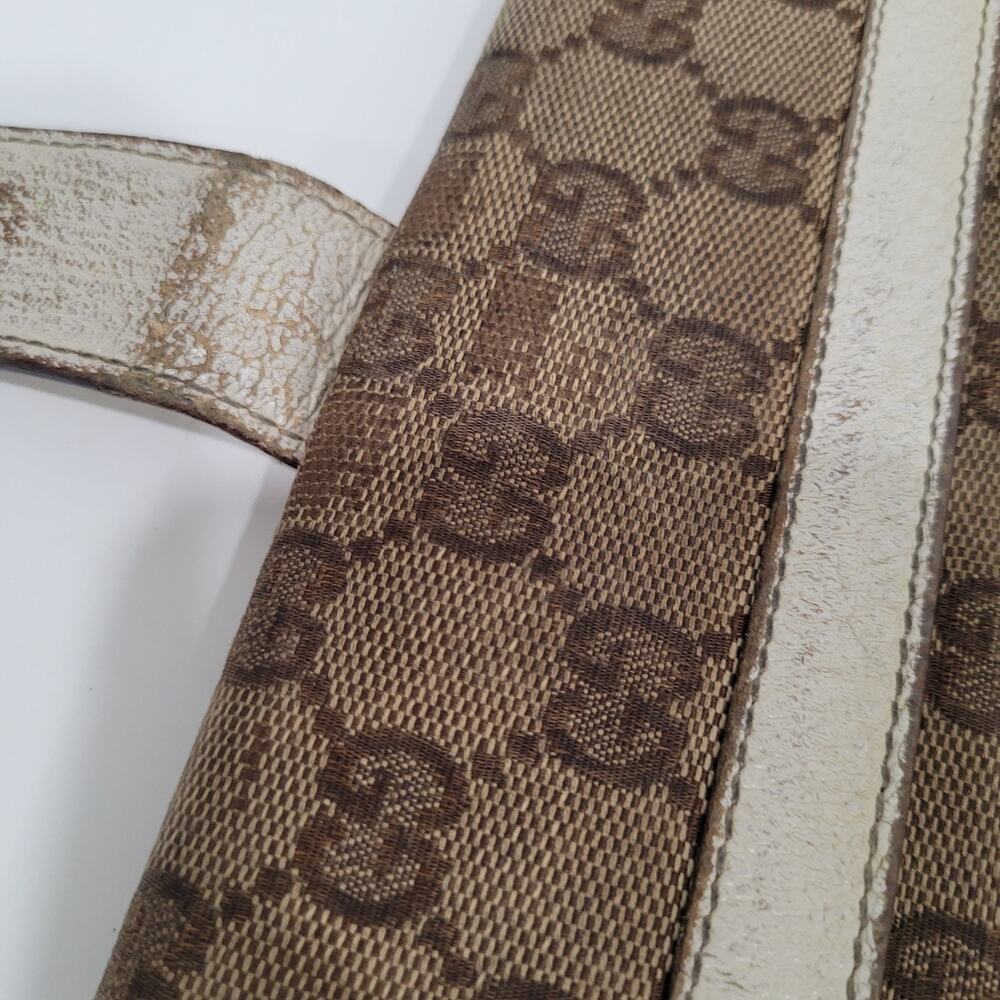 GUCCI Clutch Wallet Large Monogram Bifold White Beige Tan Vintage Designer Logo - Picture 9 of 13